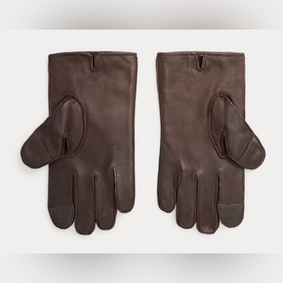 🆕 Polo Ralph Lauren Insulated Sheepskin Touch Screen Gloves. Dark Brown, Large - Picture 2 of 12